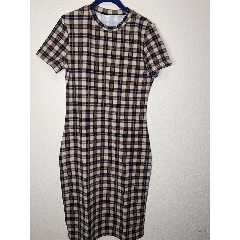 new womens shirt dress Plaid career school preppy clueless academia fairygoth M